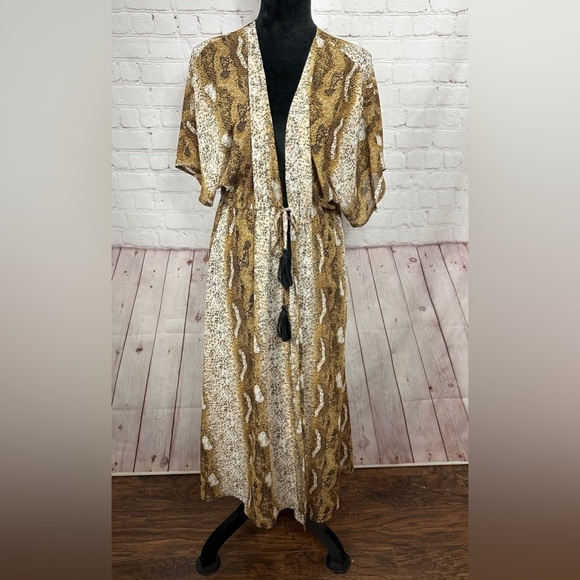 KORI AMERICA Womens Size Small Kimono Duster Cardigan Short Sleeve tie waist NWT - Picture 1 of 4